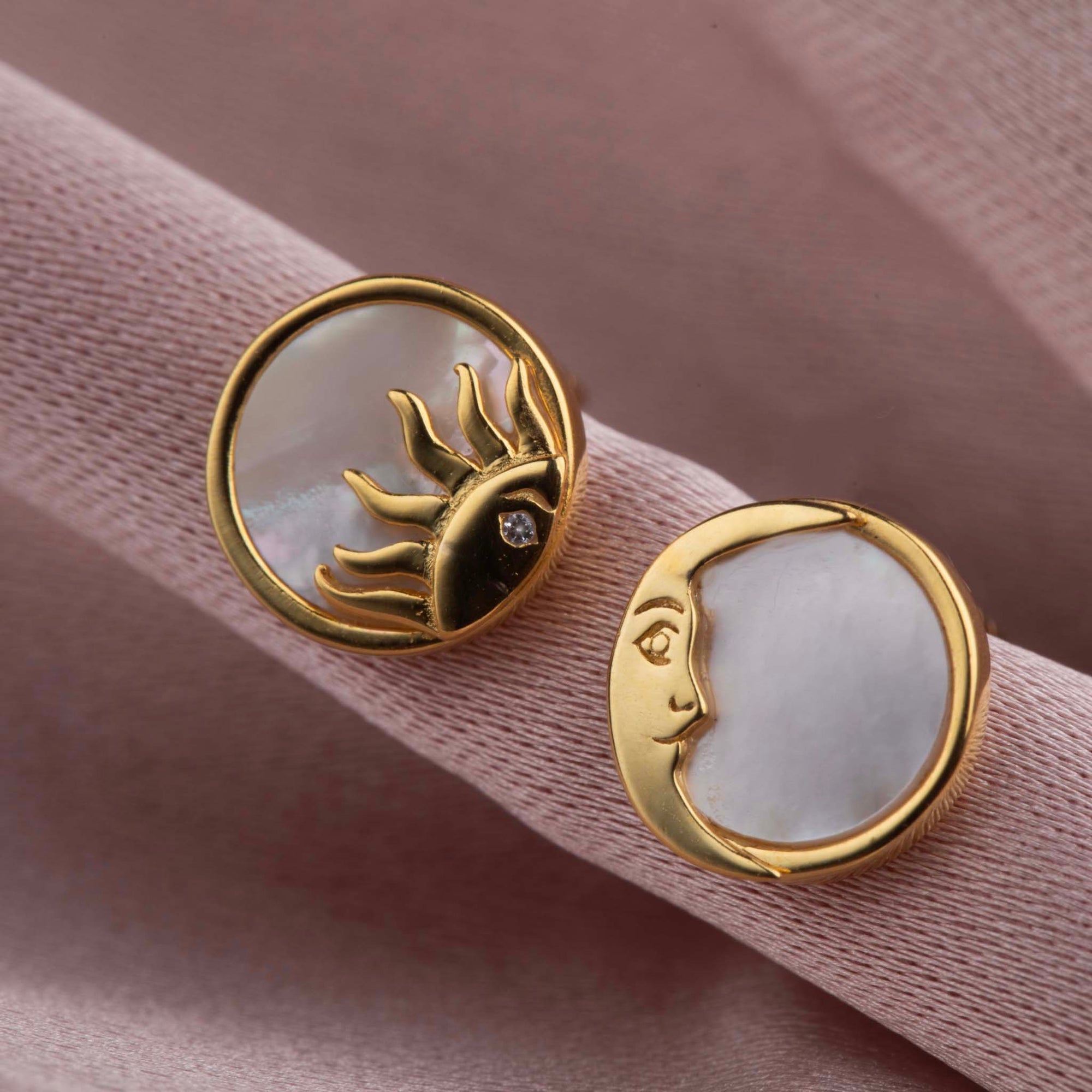 Mother of Pearl Sun and Moon Studs