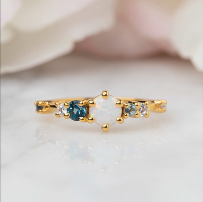 Opal & Topaz Drops Of Jupiter Ring