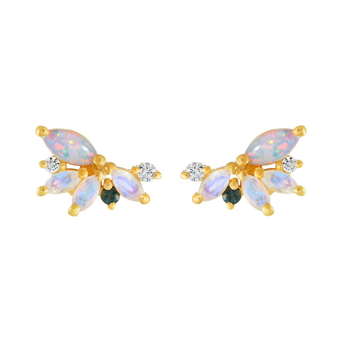 Opal & Diamond Butterfly Studs