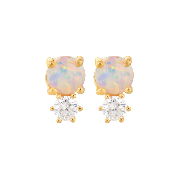 Opal and Diamond Doublet Studs