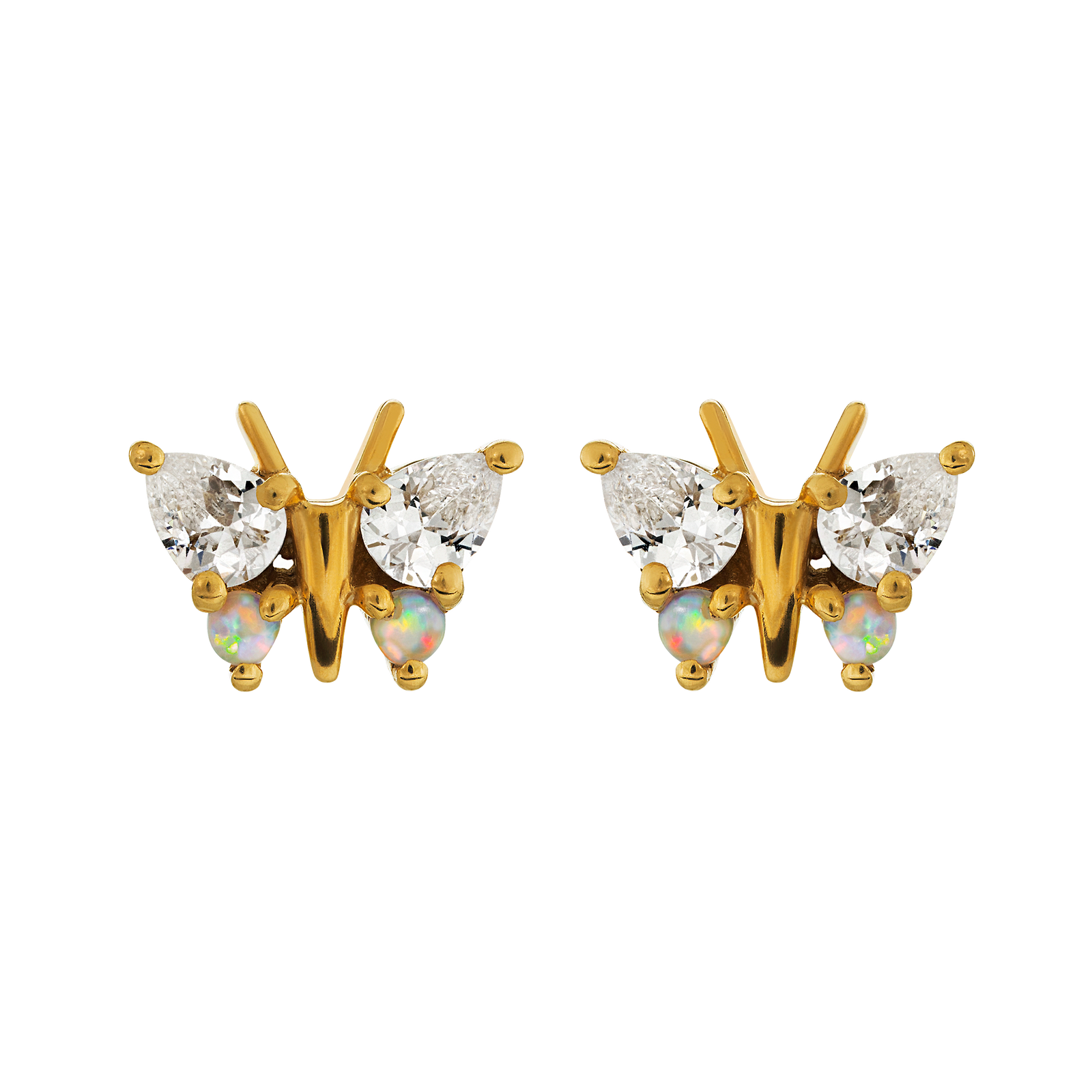 Opal and Diamond Butterfly Belle Studs