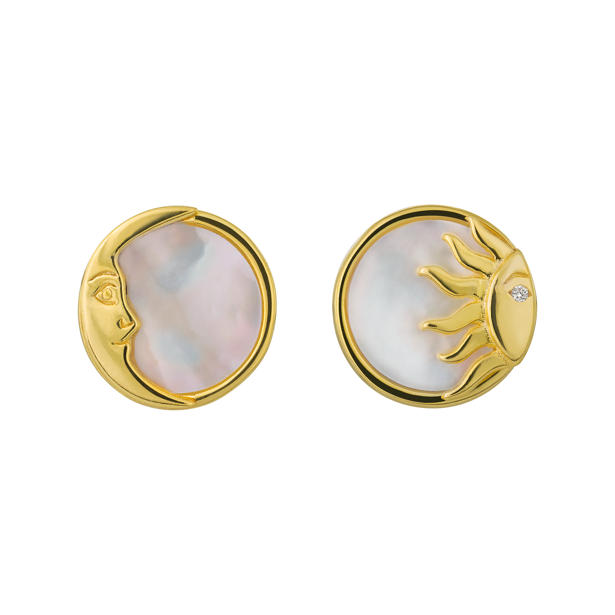 Mother of Pearl Sun and Moon Studs