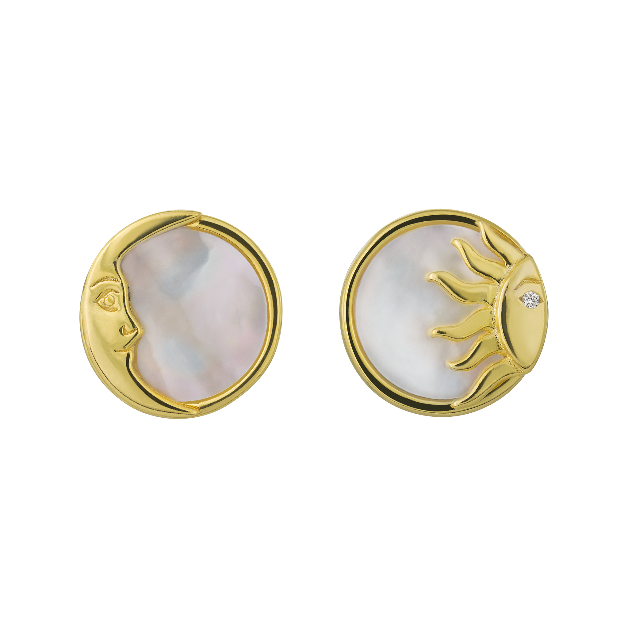 Mother of Pearl Sun Moon Studs for Sale La Kaiser