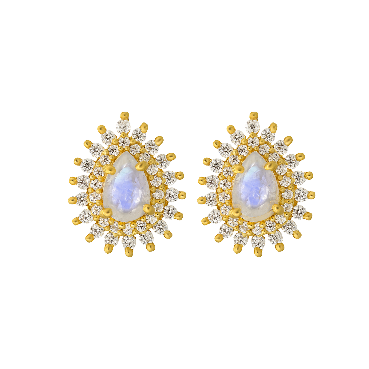 Rainbow Moonstone and Diamond Vintage Versailles Studs