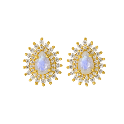 Rainbow Moonstone and Diamond Vintage Versailles Studs