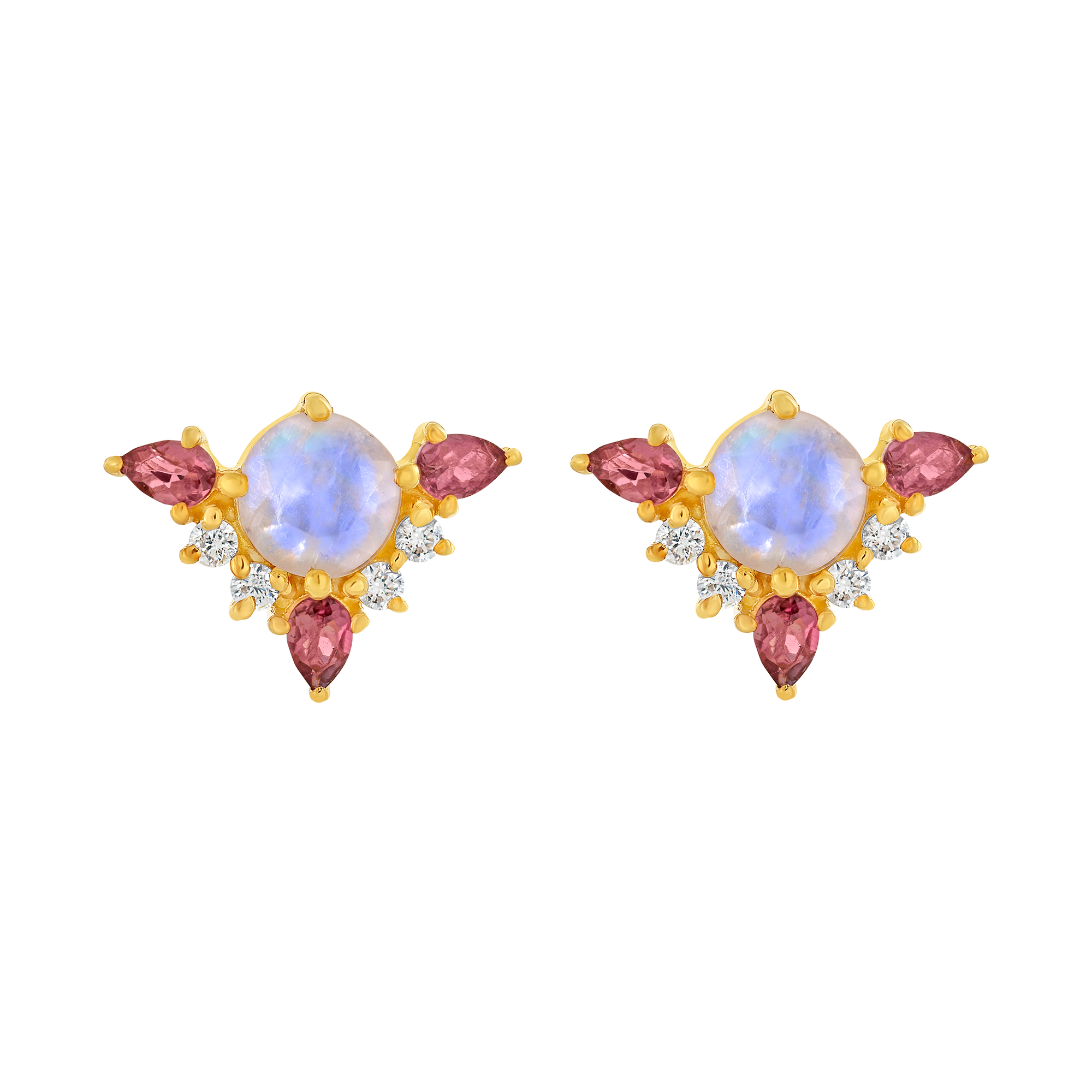 Rainbow Moonstone & Pink Topaz Unicorn Dream Studs