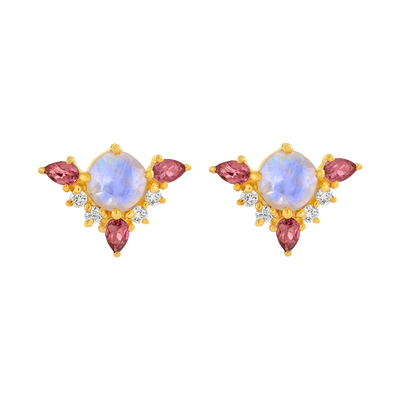 Rainbow Moonstone & Pink Topaz Unicorn Dream Studs