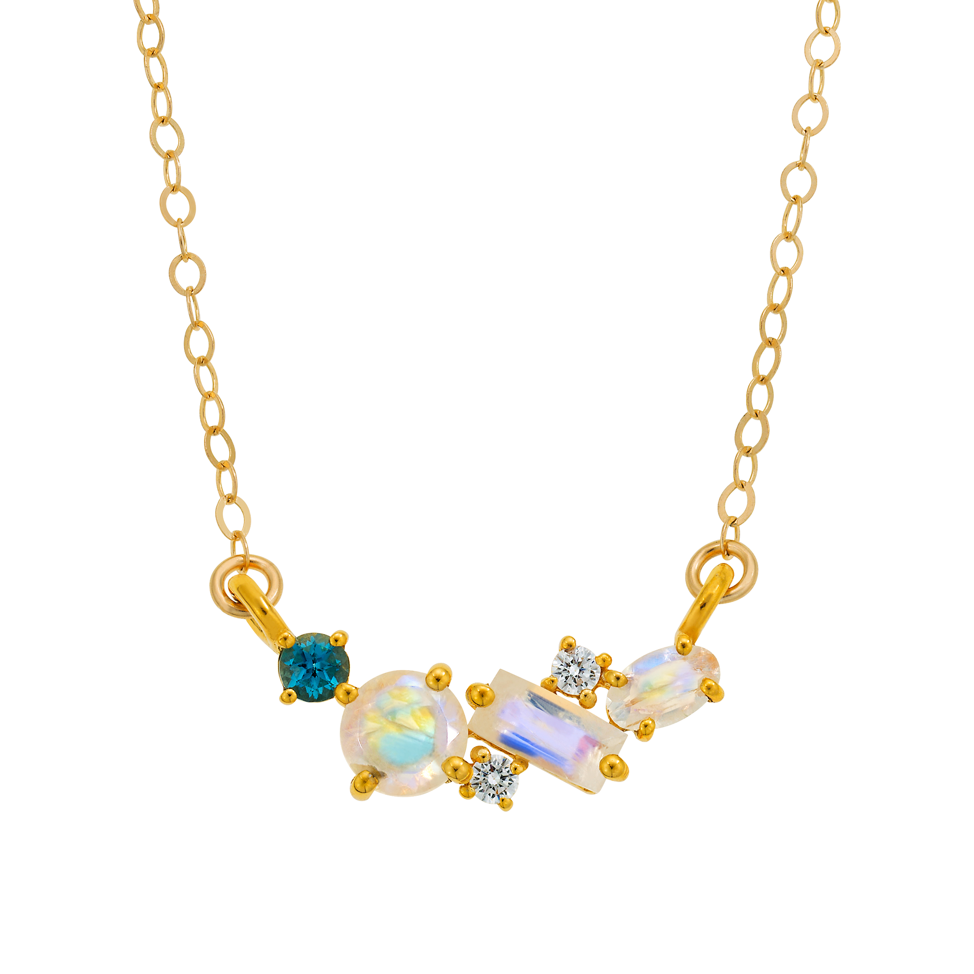 Rainbow Moonstone and Topaz Misty Skies Pendant