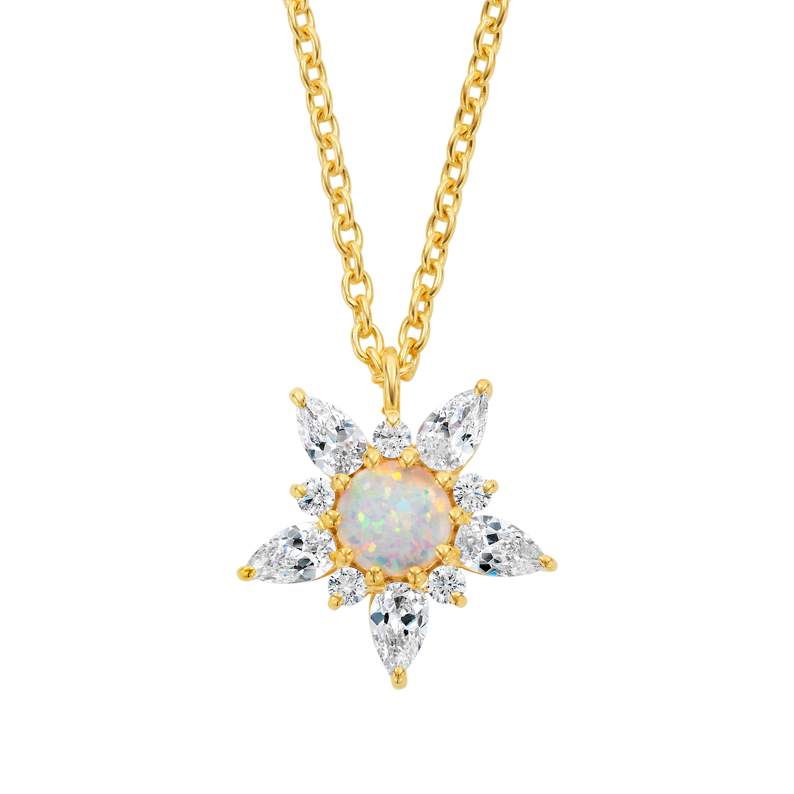 Opal & Diamond Wildflower Pendant