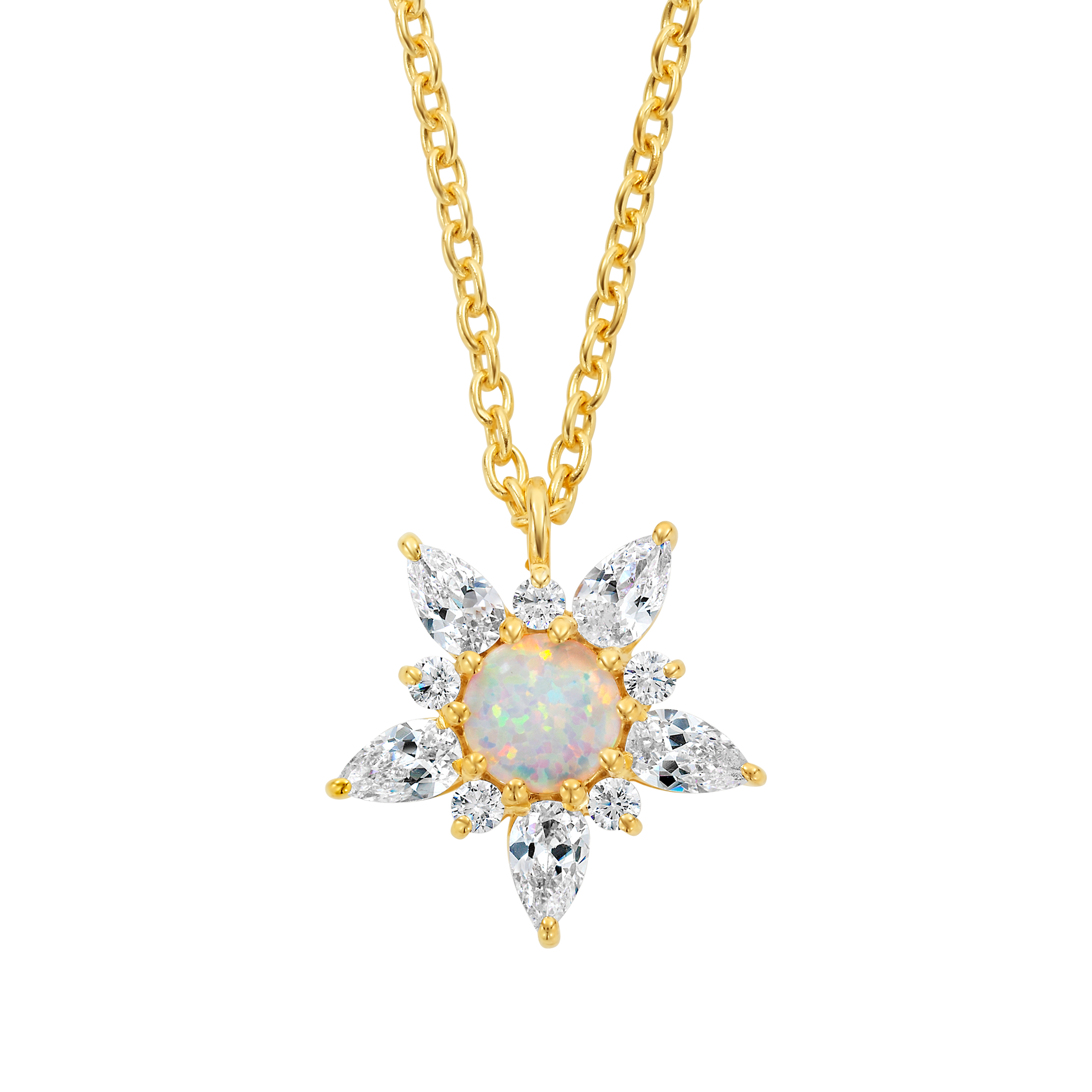Opal & Diamond Wildflower Pendant