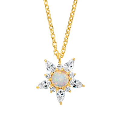 Opal & Diamond Wildflower Pendant