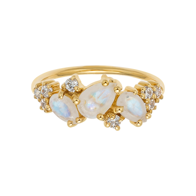 Rainbow Moonstone & Diamond Midsummer Night's Dream Ring