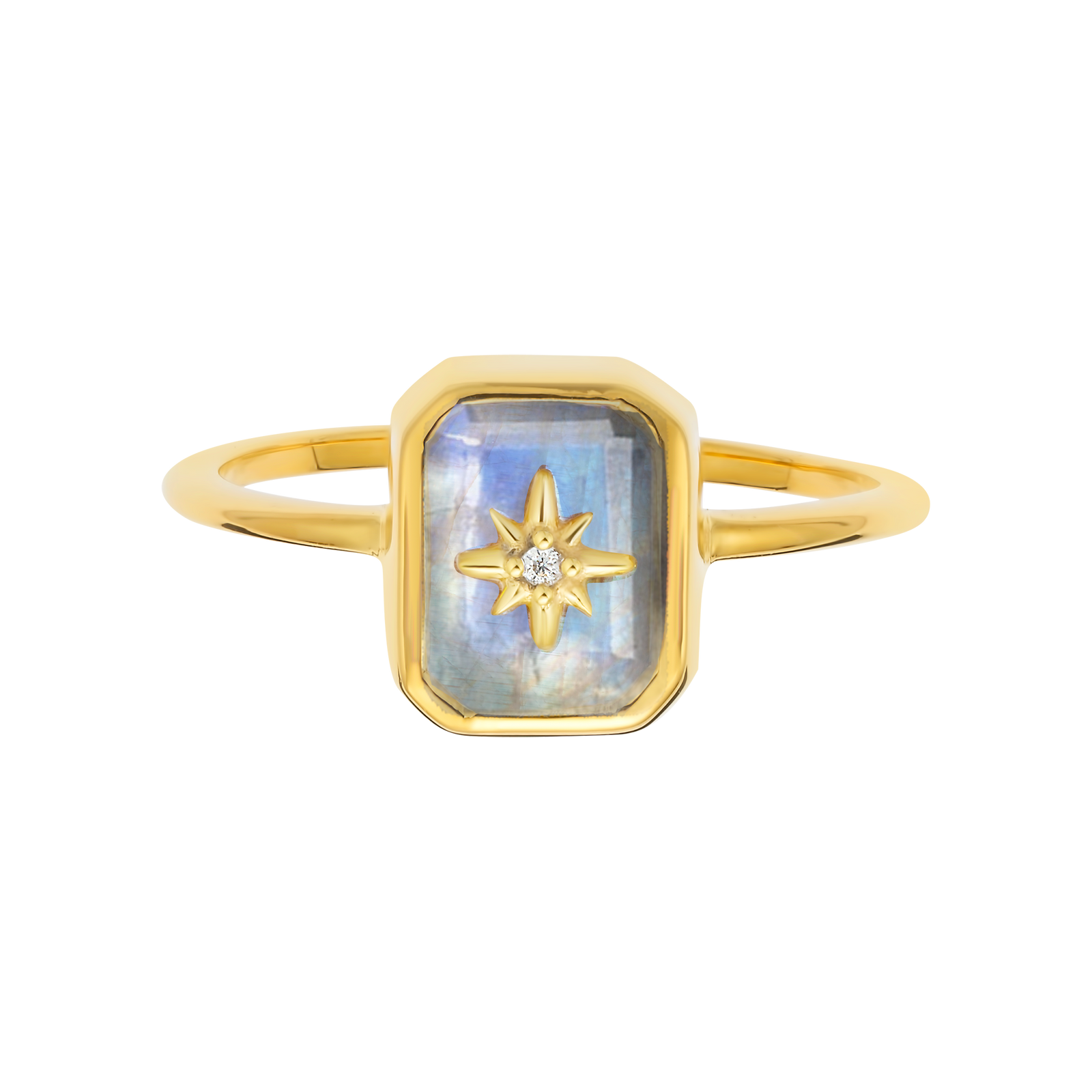 Rainbow Moonstone & Diamond Wish Upon A Star Ring