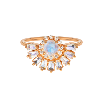 Rose Gold Rainbow Moonstone Temptress Ring