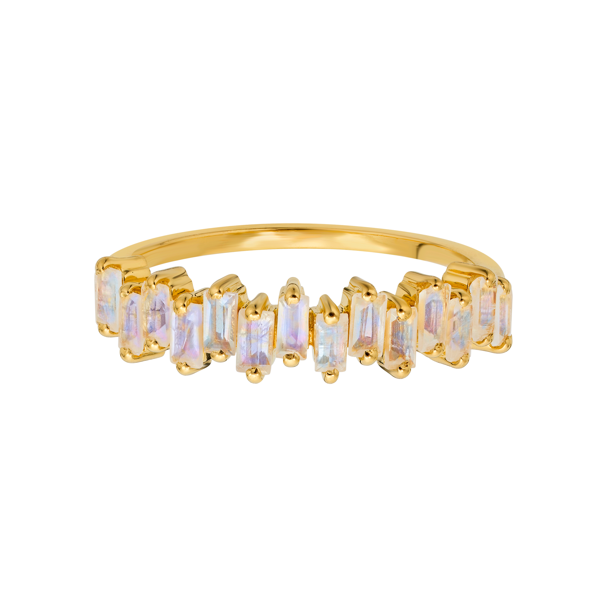 Rainbow Moonstone Bridge Ring