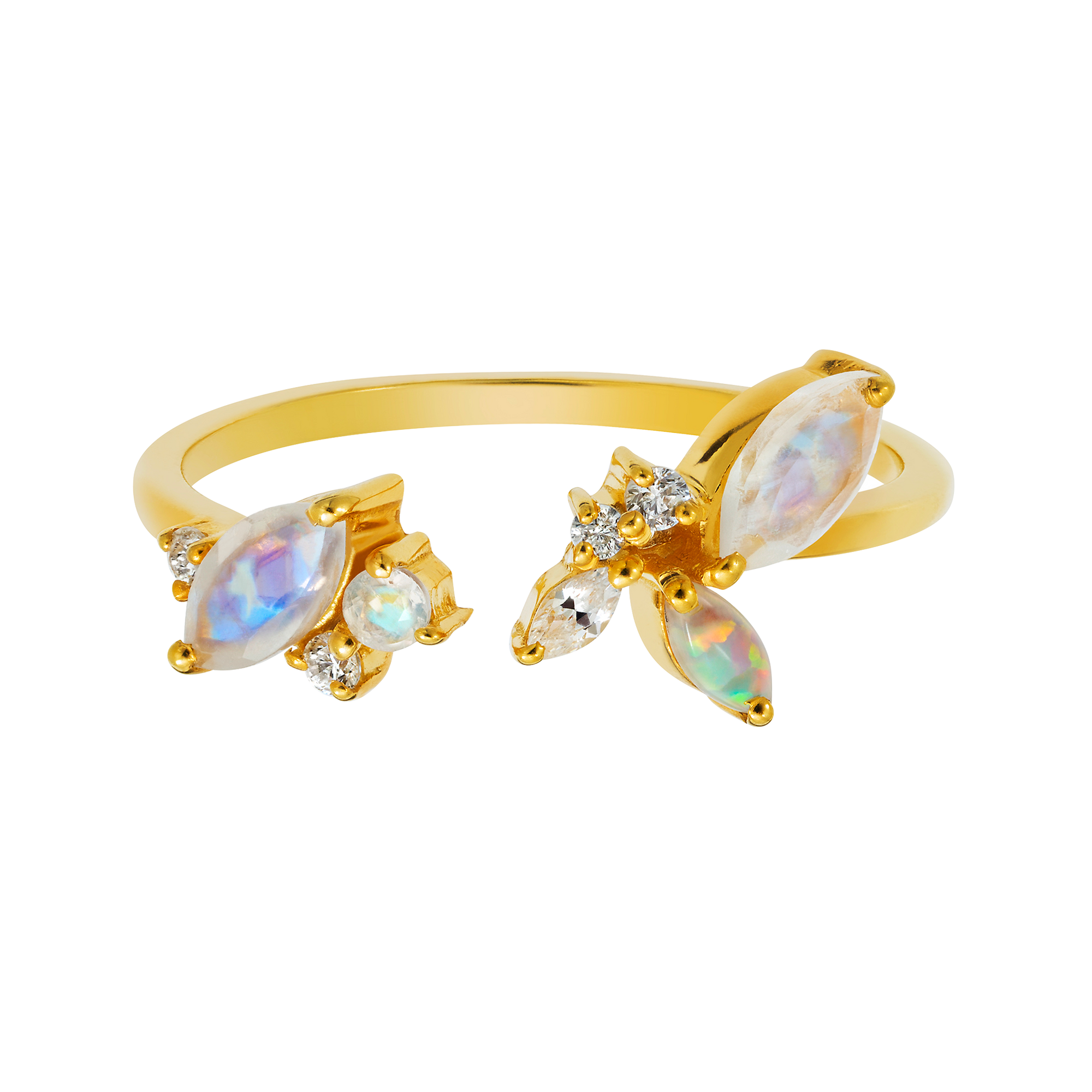 Rainbow Moonstone, Opal and Diamond Picasso's Butterfly Ring