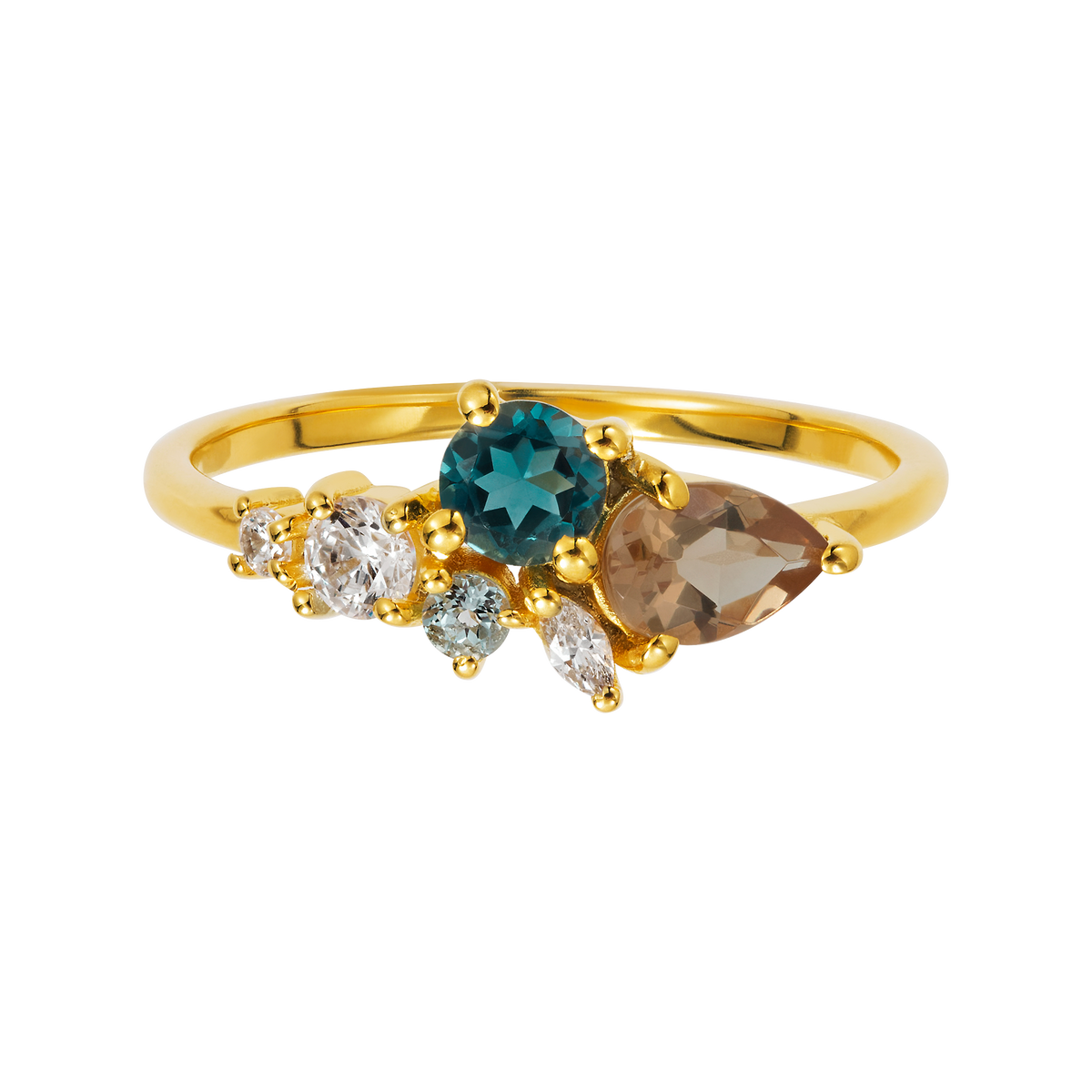 Alexandrite and London Blue Topaz Autumn Leaves Ring