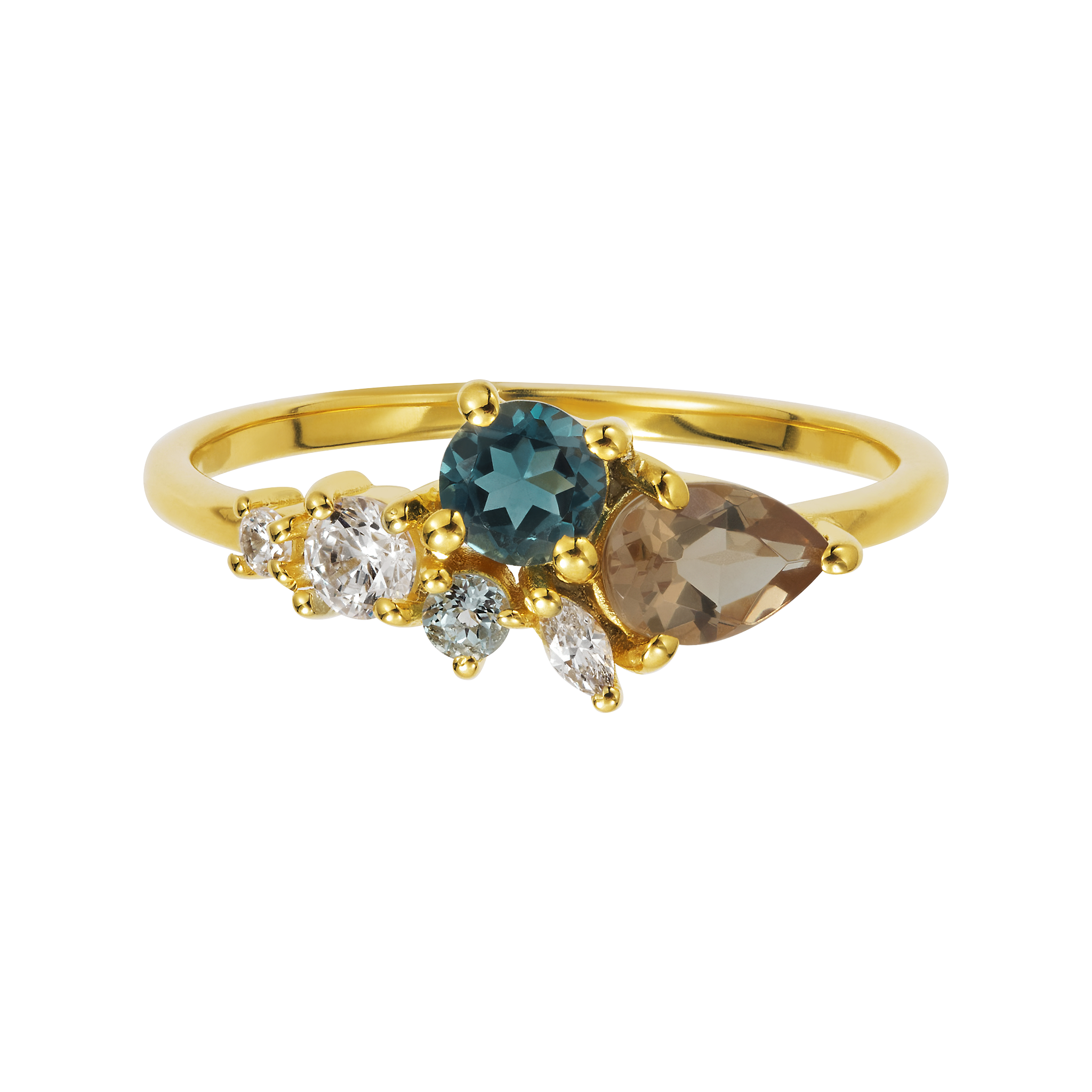 Autumn Leaves Ring with Gemstone Cluster La Kaiser 8