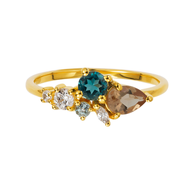 Alexandrite and London Blue Topaz Autumn Leaves Ring