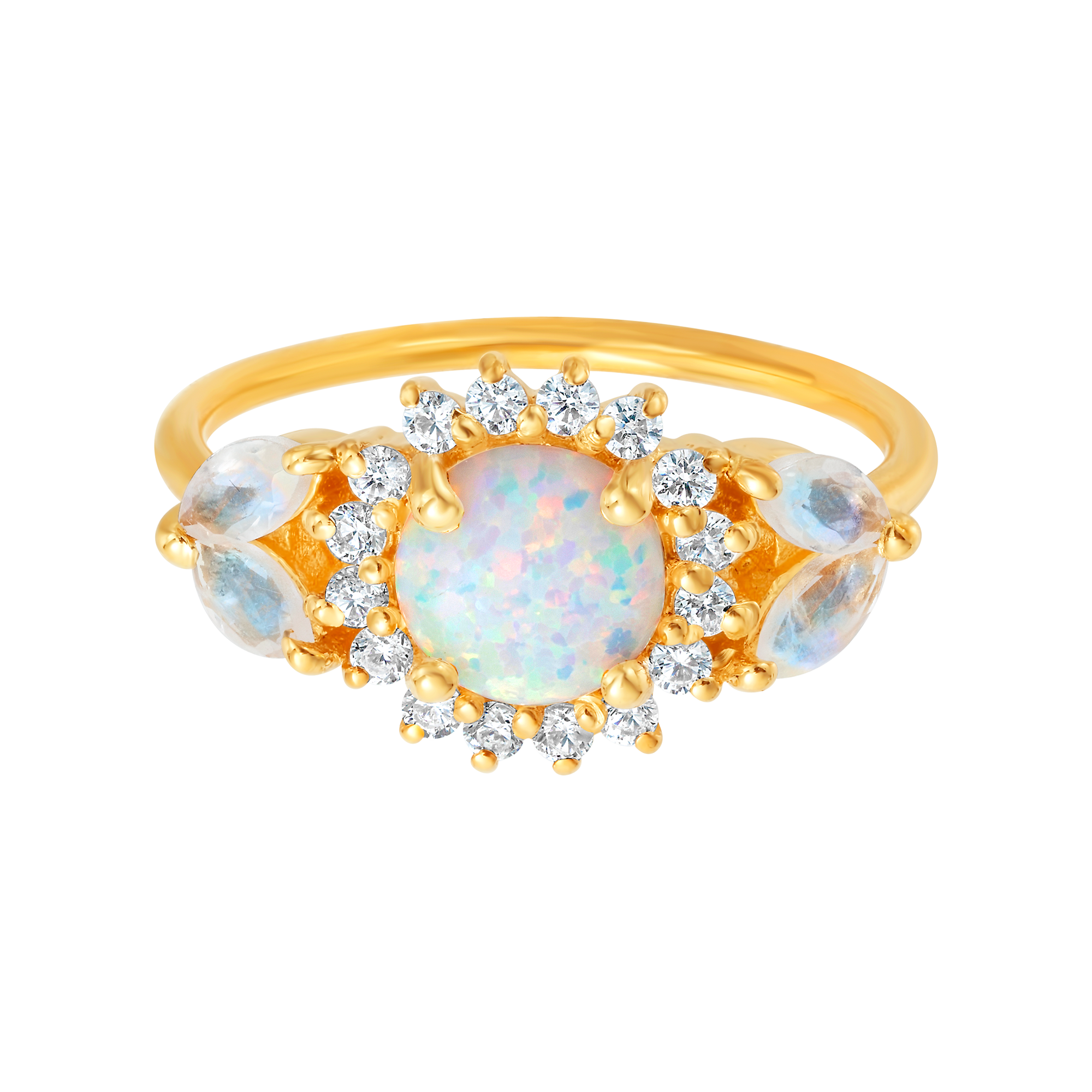 Opal & Diamond Sunflower Queen Ring