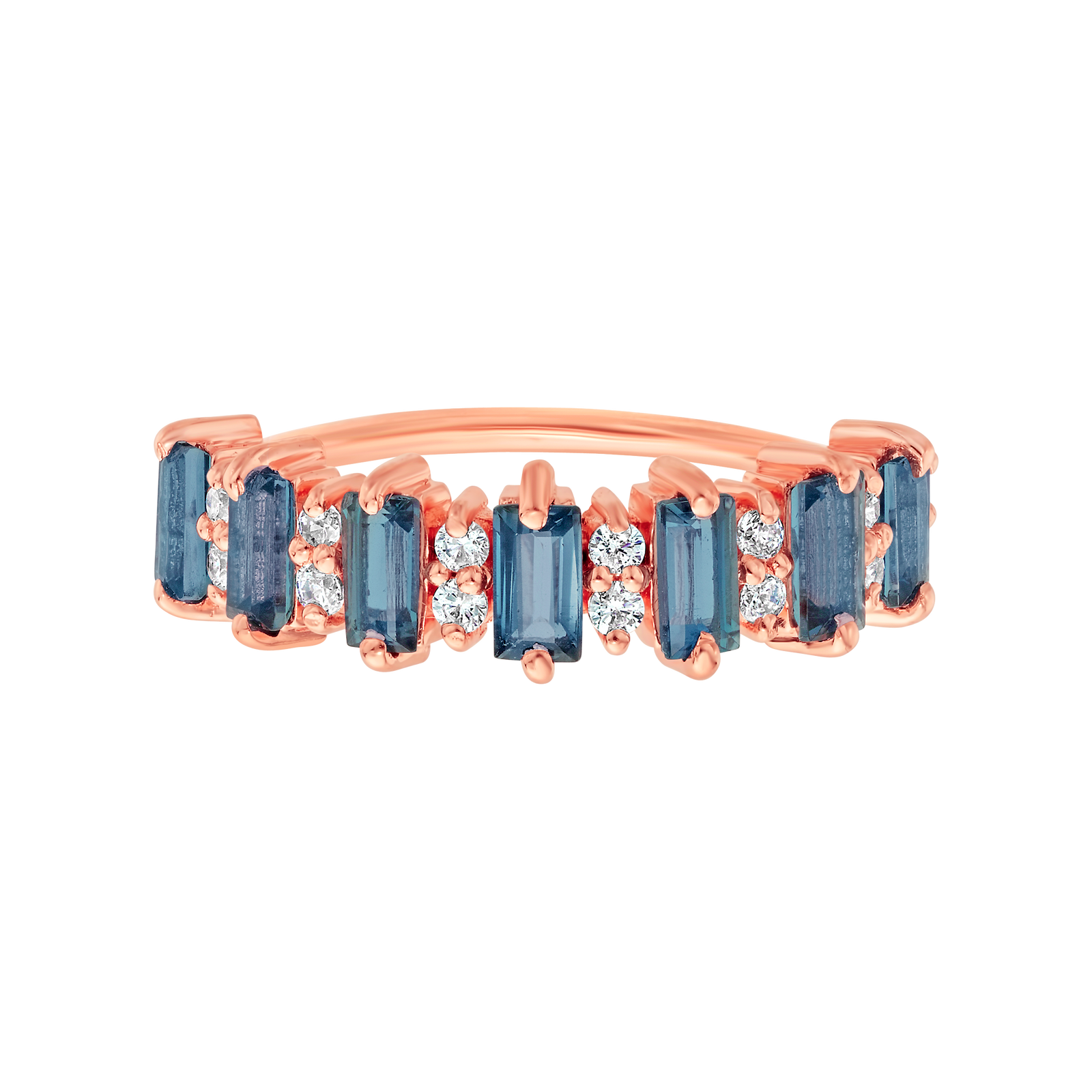 Rose Gold London Blue Topaz Canary Ring