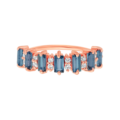 Rose Gold London Blue Topaz Canary Ring