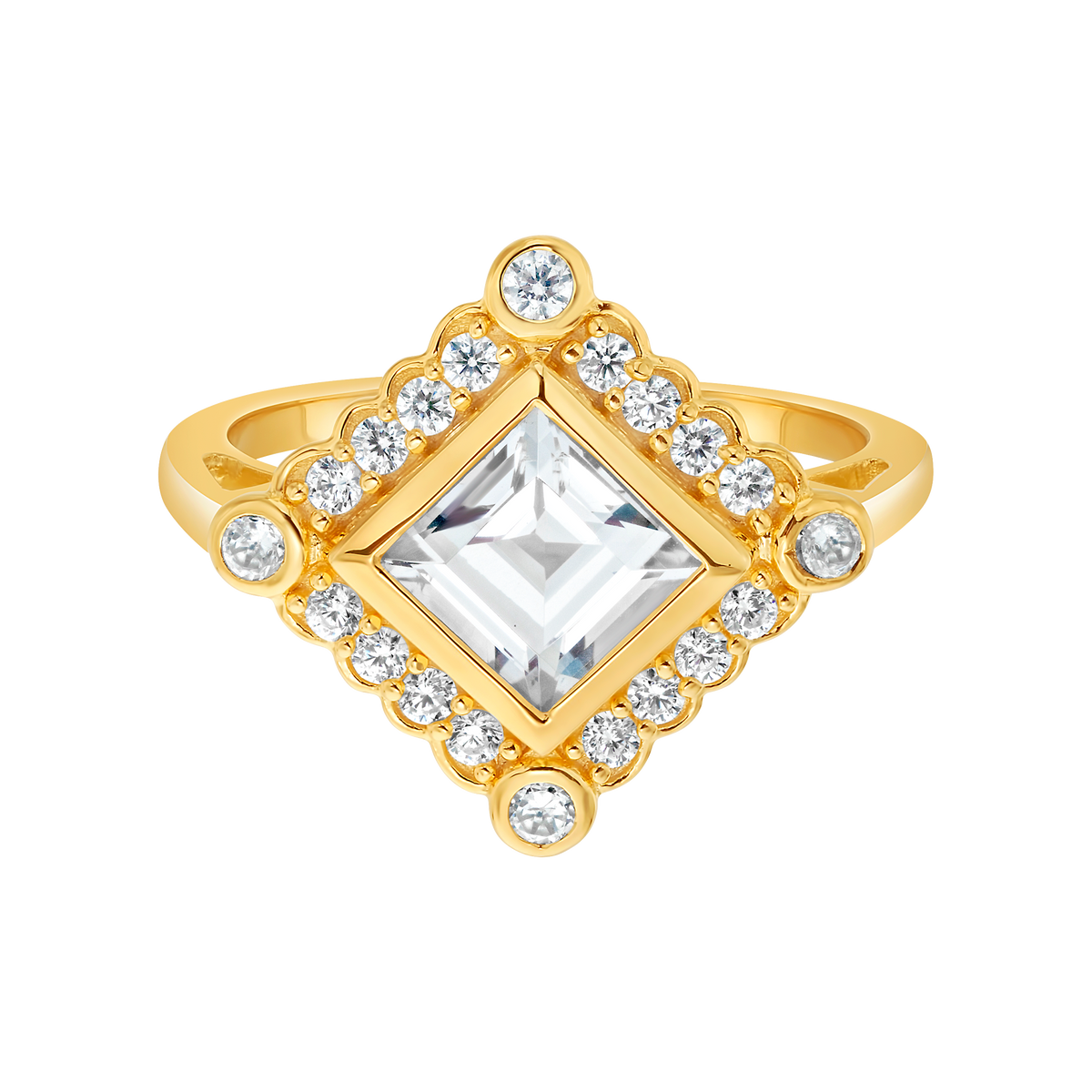 White Topaz Dahlia Ring