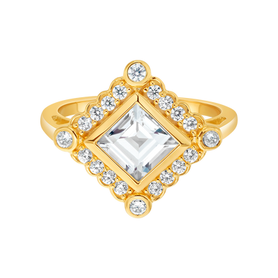 White Topaz Dahlia Ring