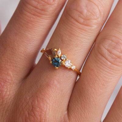 Alexandrite and London Blue Topaz Autumn Leaves Ring