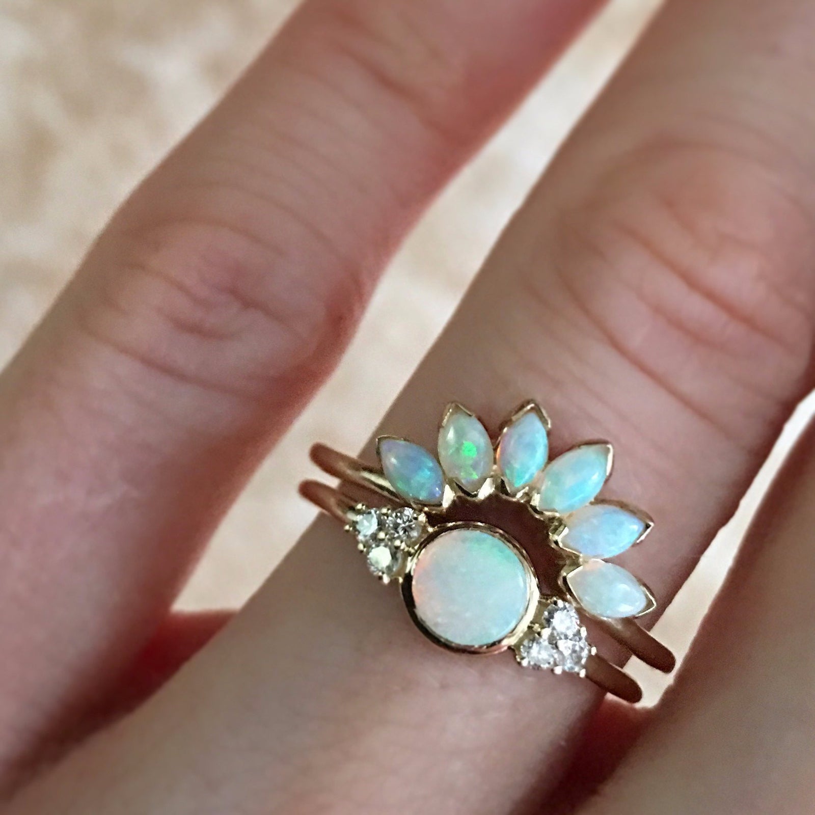 Solid Gold Opal Caribbean Sunrise Ring