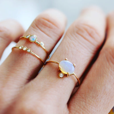 Solid Gold Diamond Trio Ring