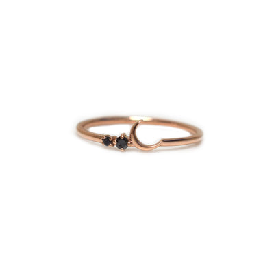 Solid Rose Gold Black Diamond Fly Me To The Moon Ring