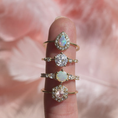 14kt Opal & Diamond Regal Droplet Ring