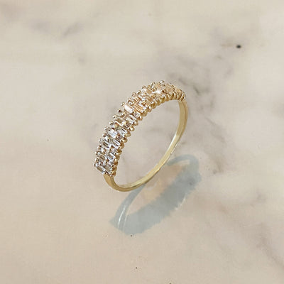 Solid Gold White Topaz & Diamond Angel’s Bridge Ring