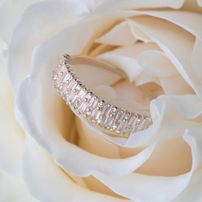 Solid Gold White Topaz & Diamond Angel’s Bridge Ring