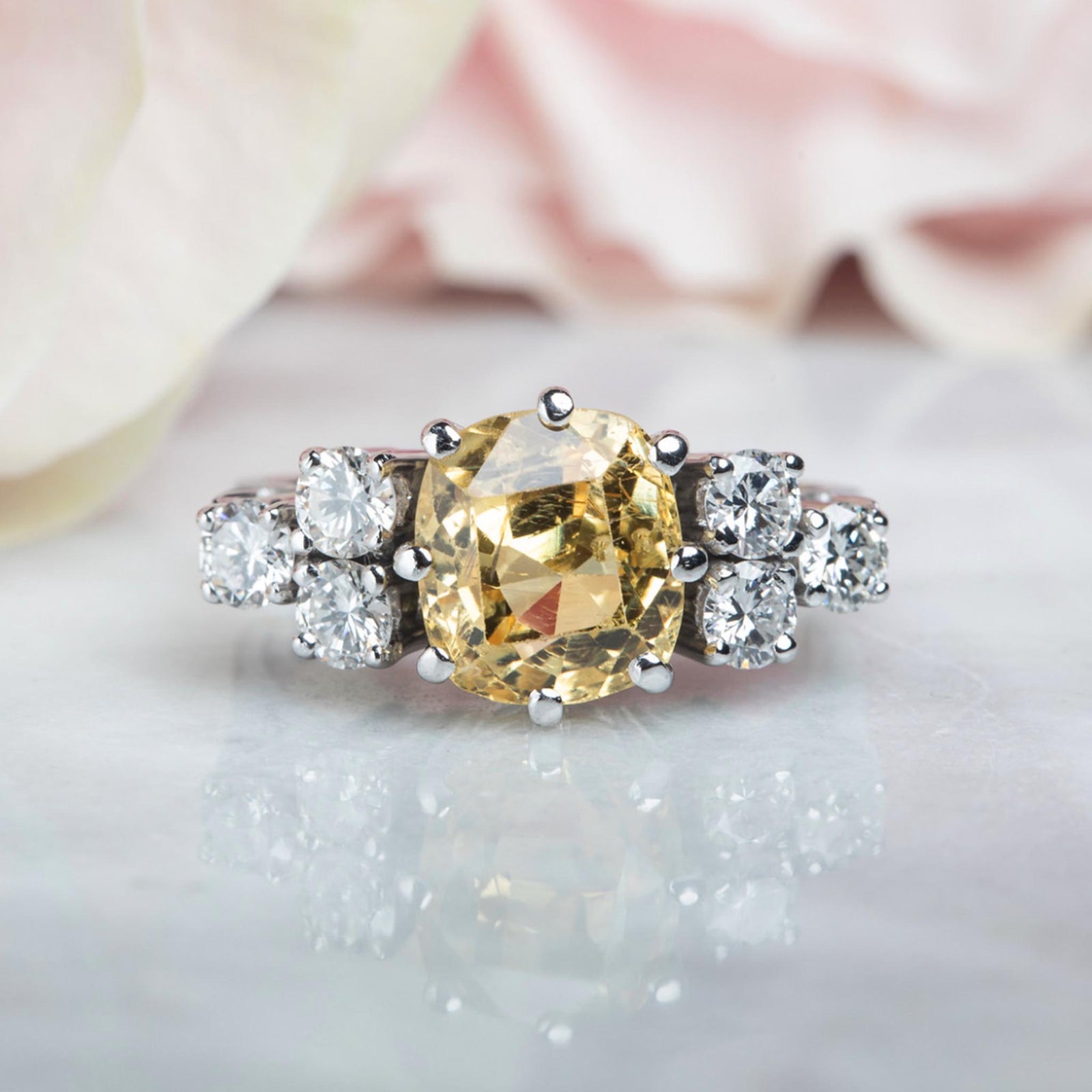Vintage 14kt Citrine & Diamond St.Moritz Ring