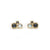 14kt Gold Rainbow Moonstone, London Blue Topaz and Aquamarine Cluster Studs