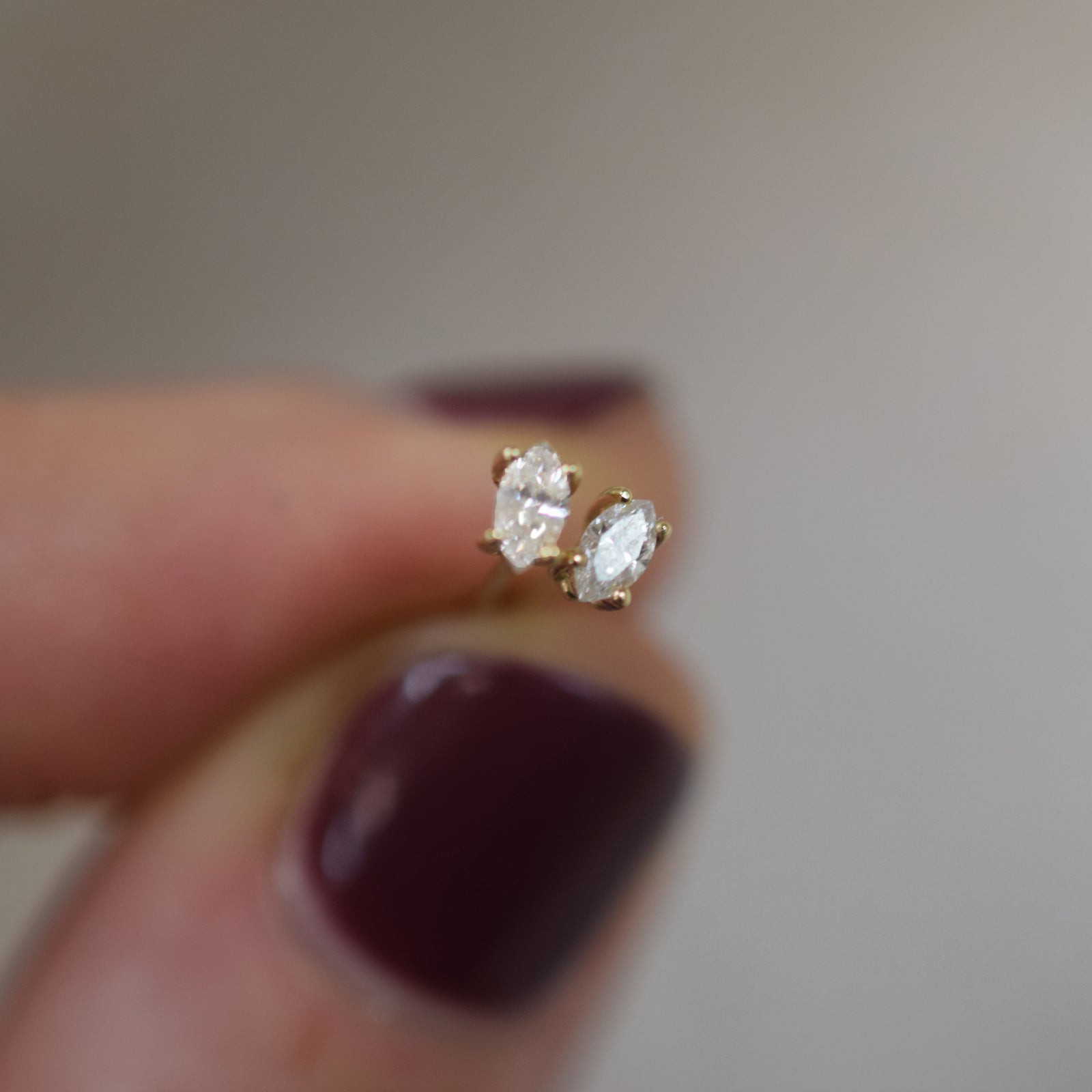 Solid 14kt Gold Diamond Eye Studs