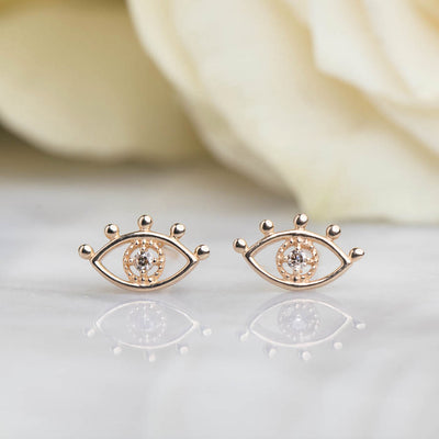 14kt Diamond Evil Eye Studs
