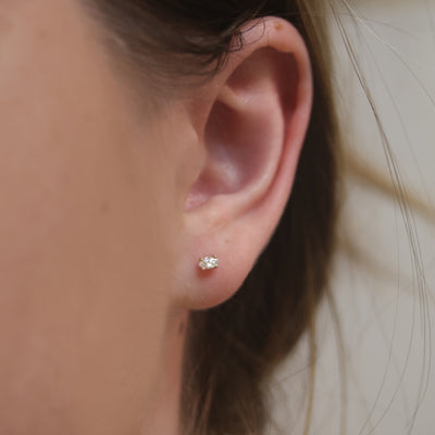 Solid 14kt Gold Diamond Eye Studs