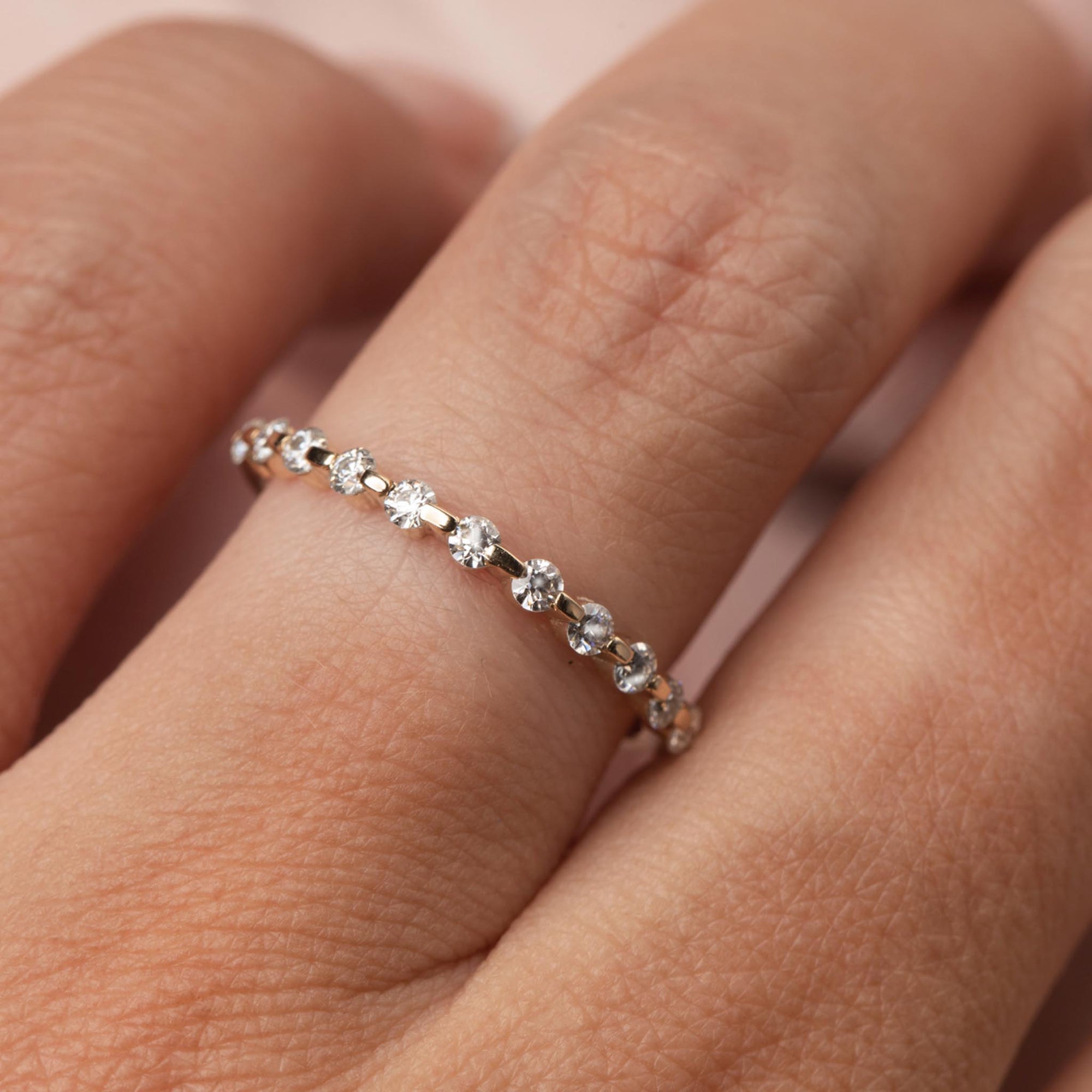 Solid Gold Moissanite Half Eternity Band
