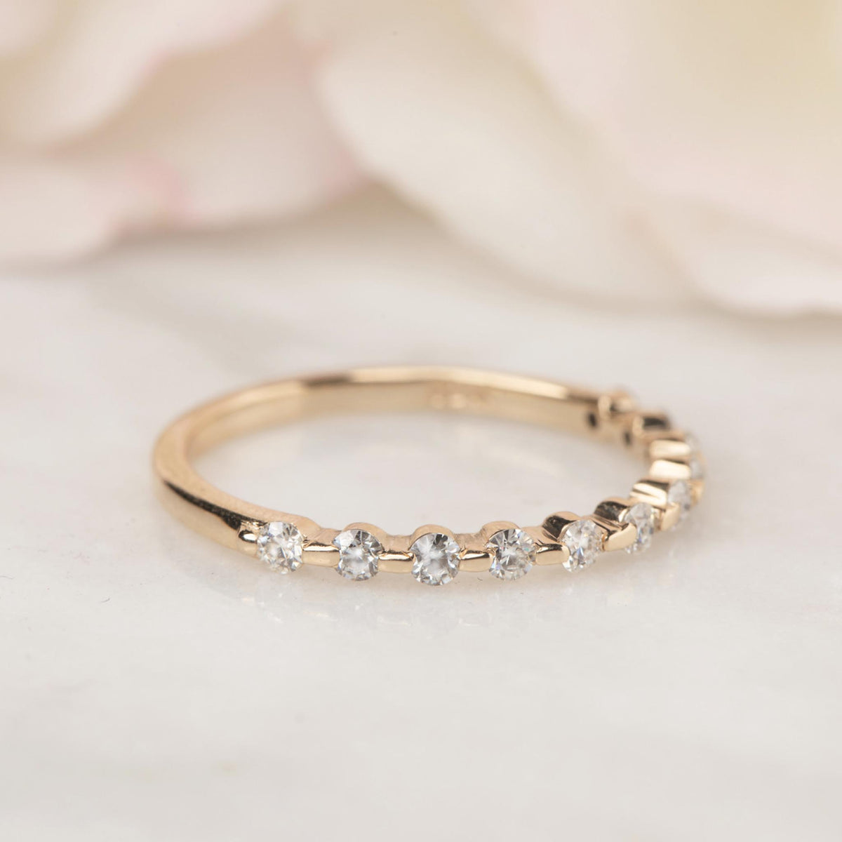 Solid Gold Moissanite Half Eternity Band