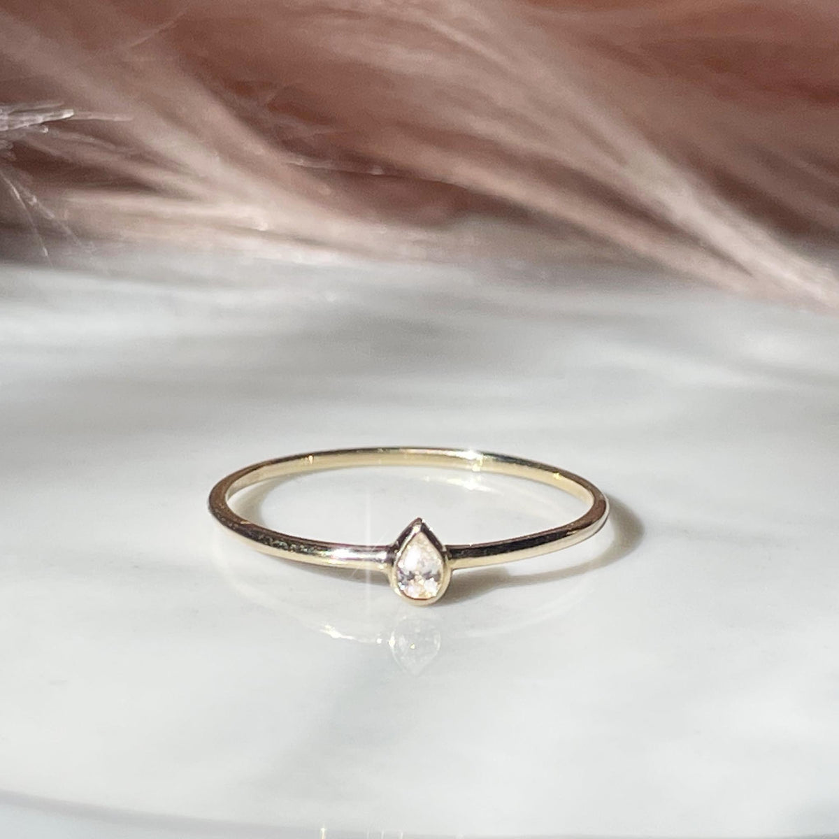 14kt Gold Diamond Dew Drop Ring
