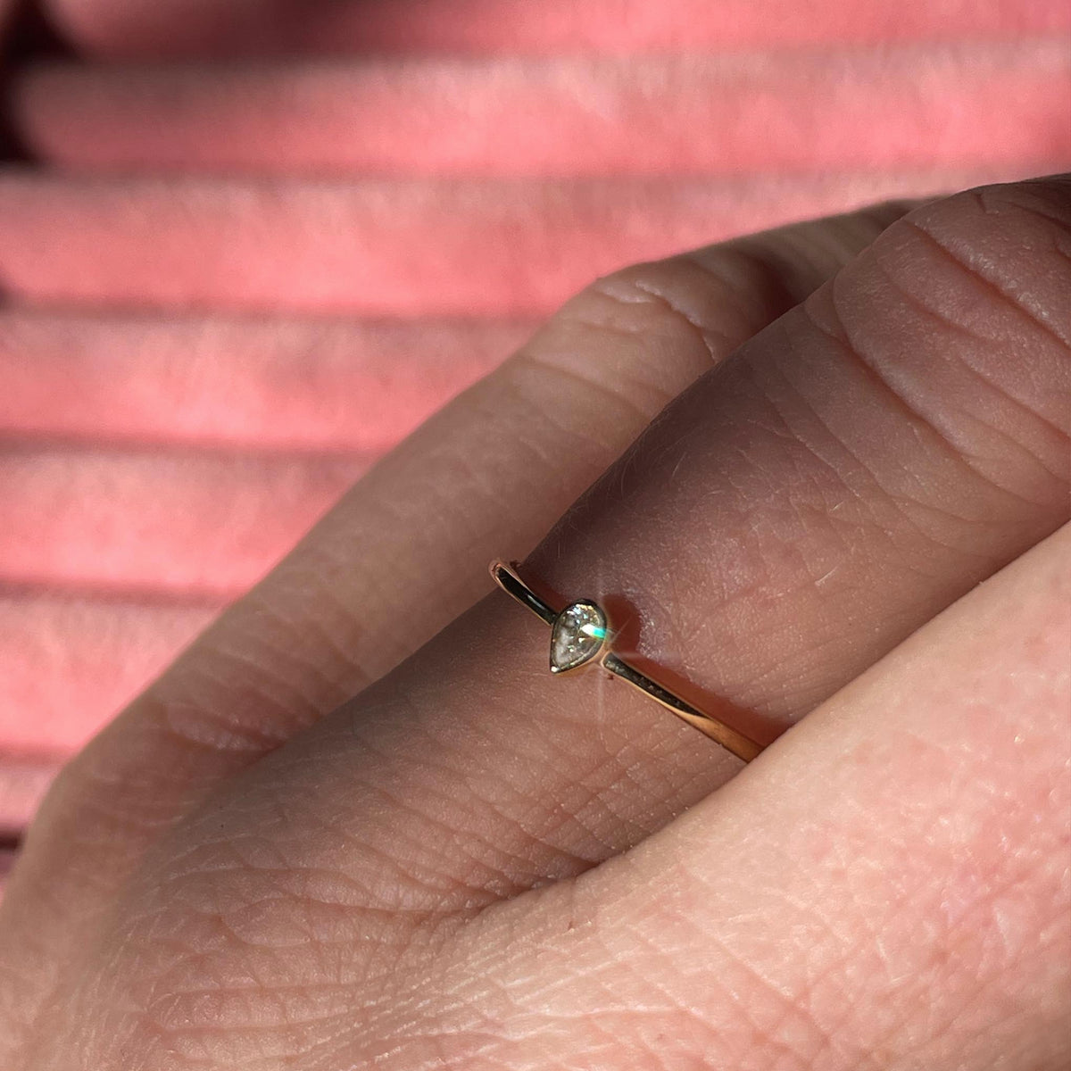 14kt Gold Diamond Dew Drop Ring