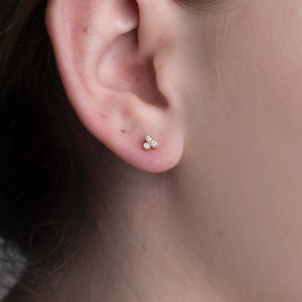 14kt Gold Diamond Trio Stud (SINGLE)