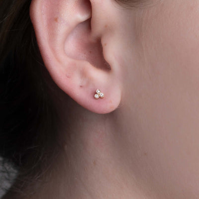 14kt Gold Diamond Trio Stud (SINGLE)