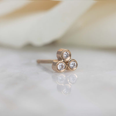 14kt Gold Diamond Trio Stud (SINGLE)