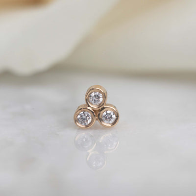 14kt Gold Diamond Trio Stud (SINGLE)