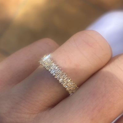 Solid Gold White Topaz & Diamond Angel’s Bridge Ring