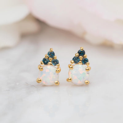 Opal & London Blue Topaz Doublet Studs